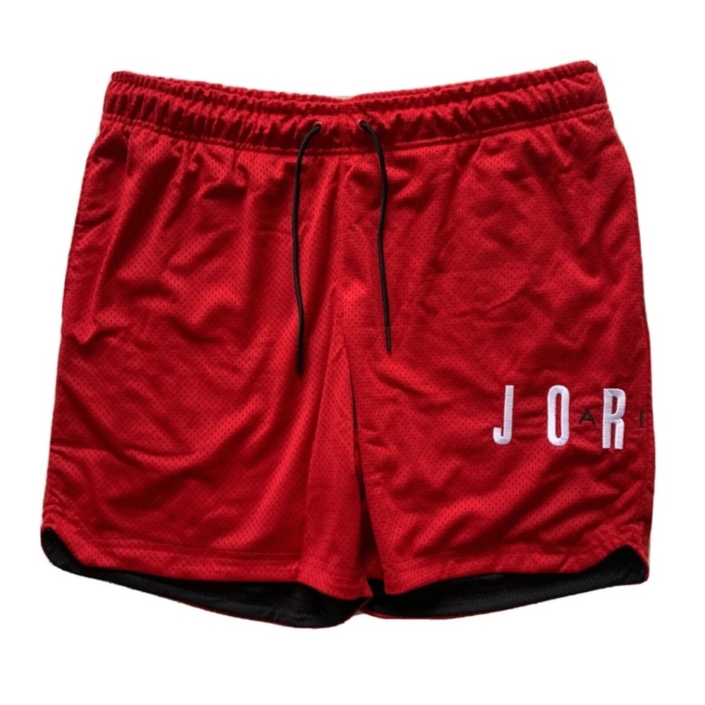 Nike Air Jordan Bred Mesh Basketball Shorts Red Mens